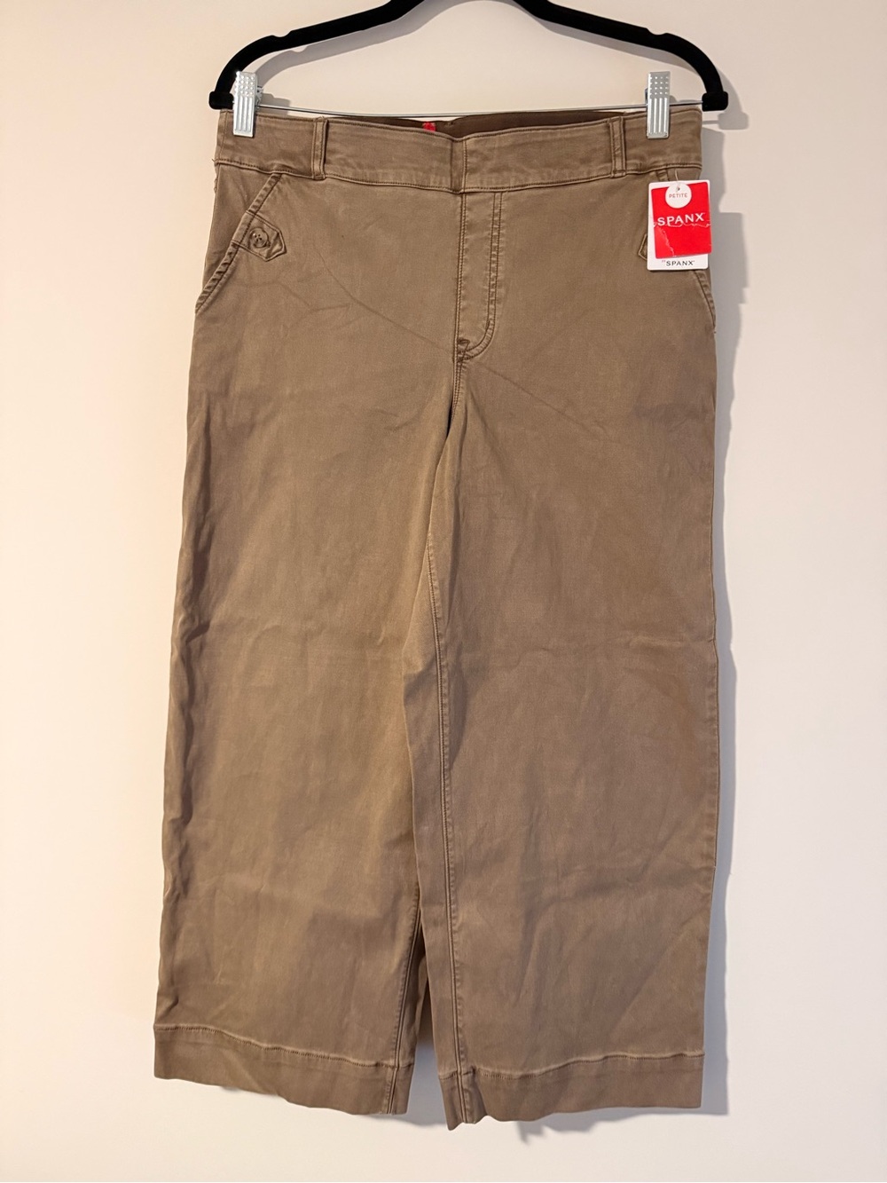 Spanx Stretch Twill Cropped Wide Leg Pants - Cedar, XL Petite